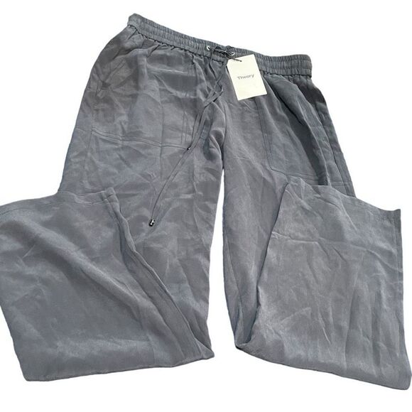 THEORY Navy Blue Silk Cortlandt Concord Summer Silk Size Small $295 Retail - Picture 1 of 3